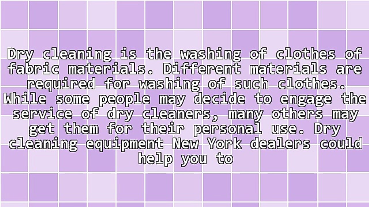 Dry Cleaning Equipment New York Dealers