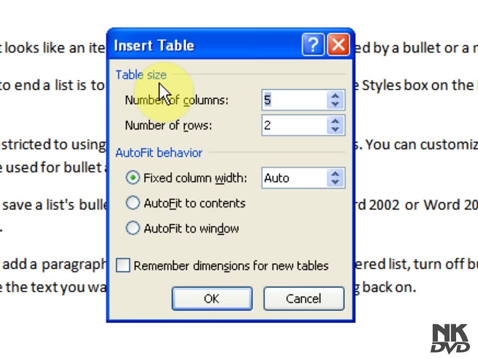 Lesson # 31 Insert Table