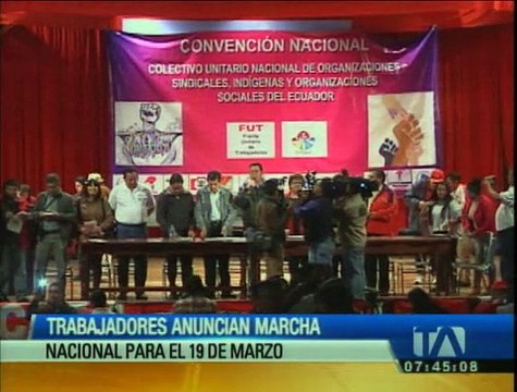 Trabajadores anuncian marcha nacional para el 19 de marzo