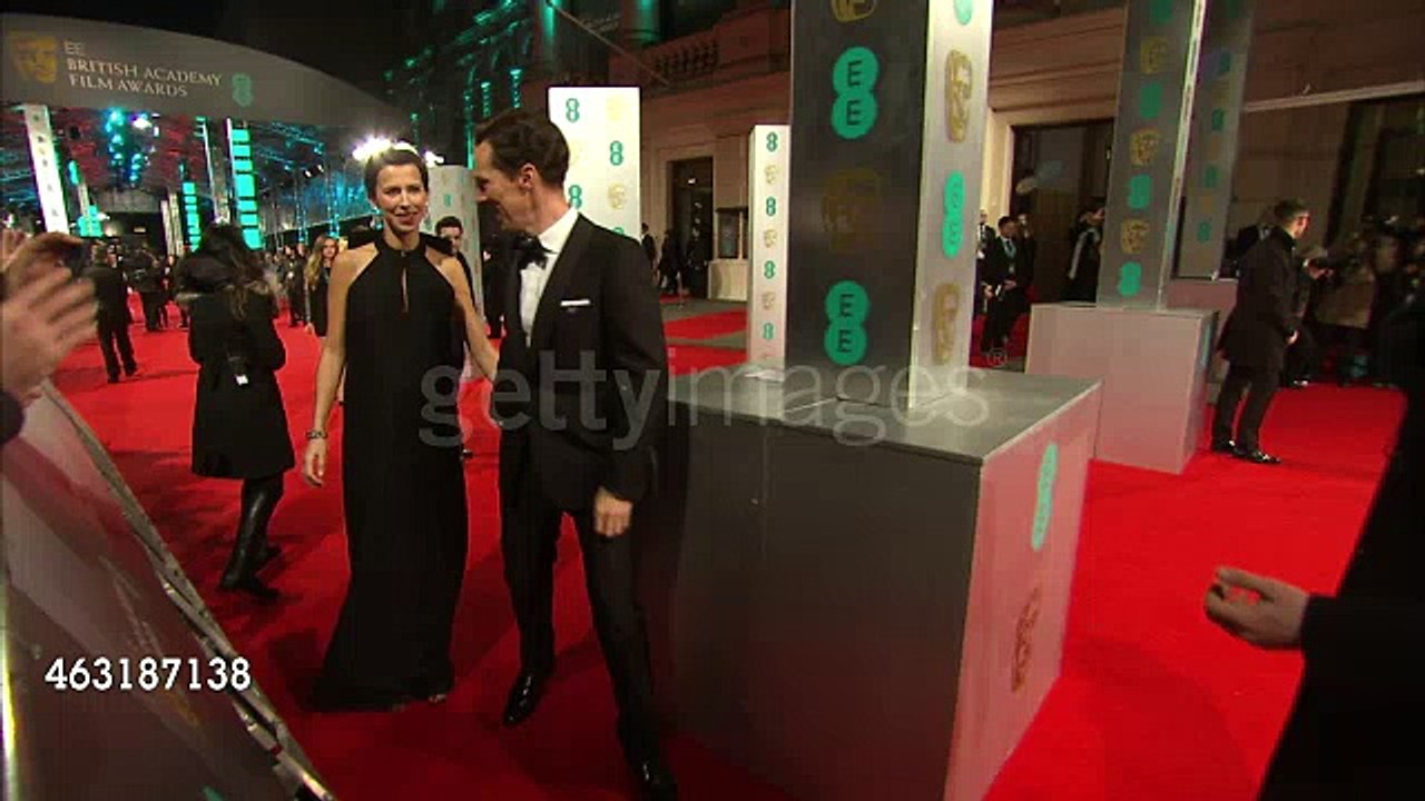 Benedict Cumberbatch and Sophie Hunter on the red carpet together at the BAFTA awards on February 08, 2015 in London