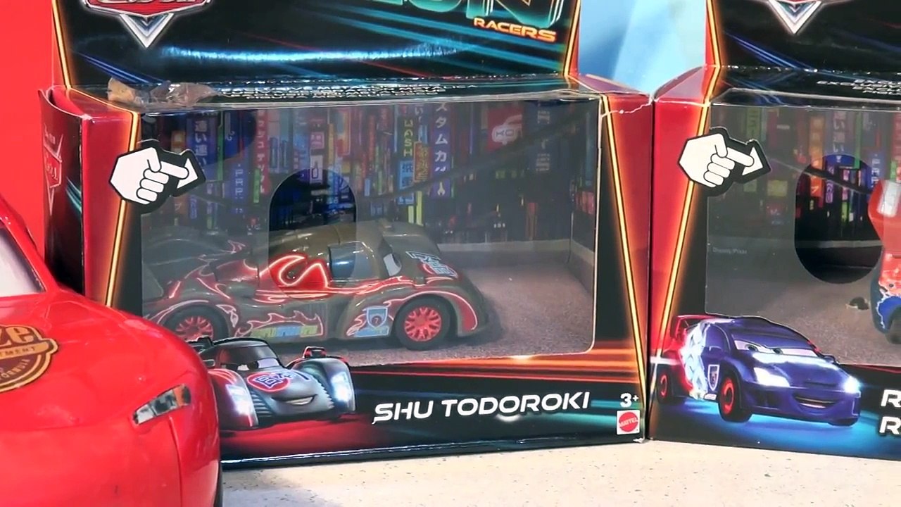 Disney Pixar Cars with NEON Lightning McQueen Lewis Hamilton, Shu Todoroki, Raoul Caroule and  Max S
