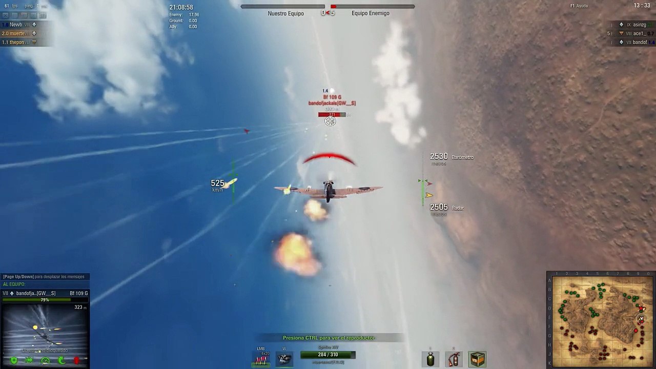Derribando fj1 con spitfire xiv