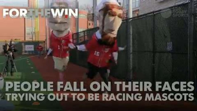 Watch people fall on their faces trying to be racing mascots