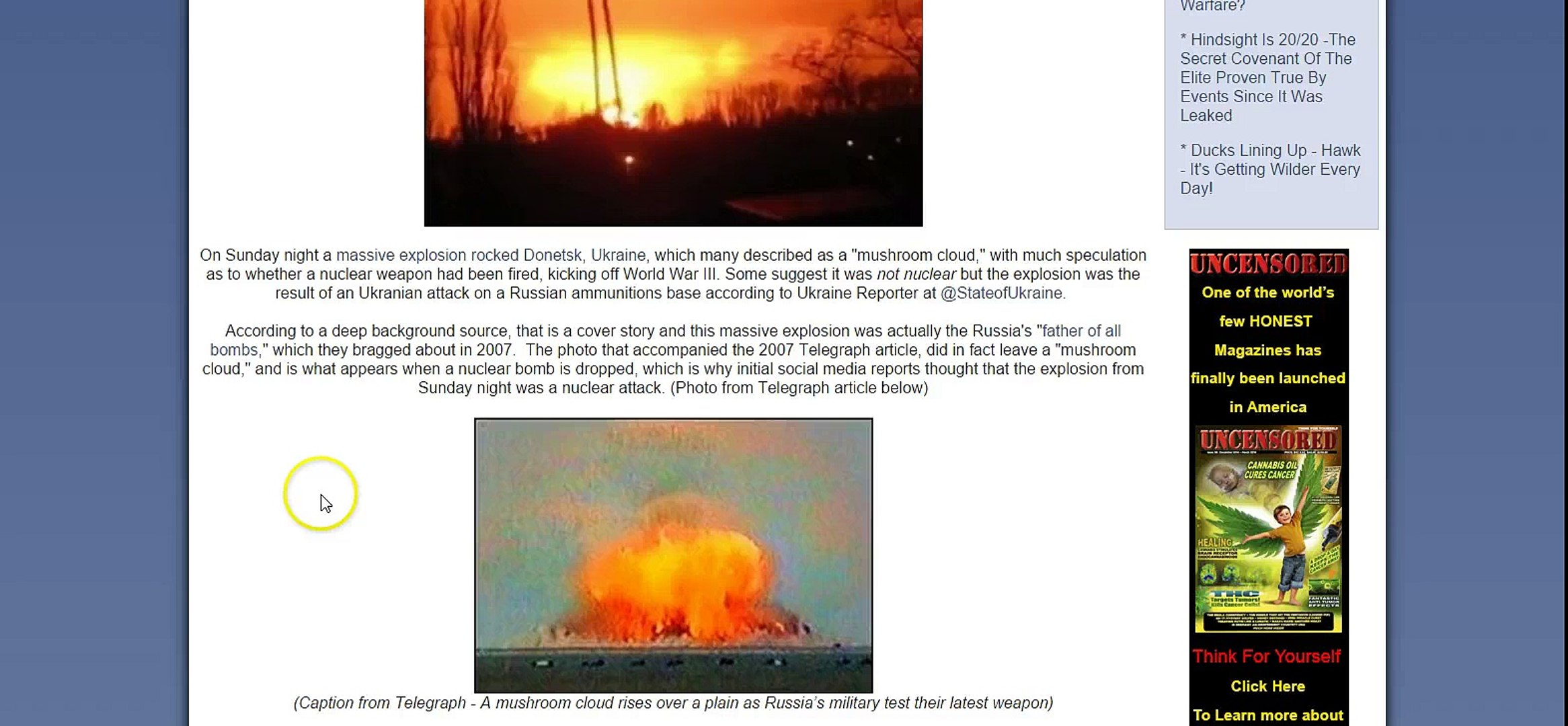Update on Large Explosion in Ukraine