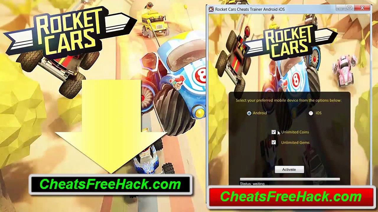 Rocket Cars Hack Coins Gems Cheat Tool Free Download 2015