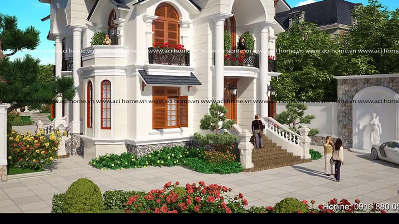 Mẫu kiến trúc biệt thự đẹp 2 tầng kiểu Pháp - ACIHOME.VN