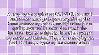 ISO 9001 For Small Businesses Certification Guide
