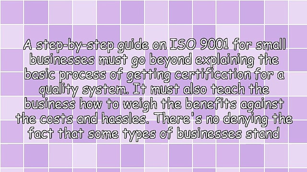 ISO 9001 For Small Businesses Certification Guide