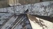 Magpie bird Skiing on roof - Сорока катается на крыше