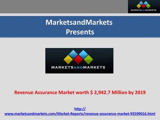 Revenue Assurance Market worth $ 2,942.7 Million by 2019