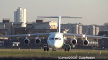 Avro RJ85 CityJet Takeoff from London City Airport. Flight WX197 to Amsterdam. Reg EI-RJH. Plane Spotting