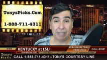 LSU Tigers vs. Kentucky Wildcats Free Pick Prediction NCAA College Basketball Odds Preview 2-10-2015