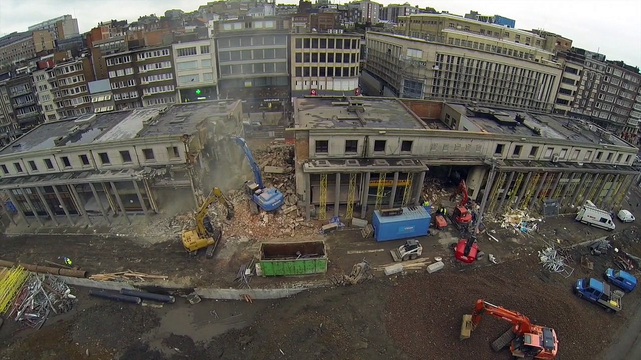 Charleroi le chantier de démolition des colonnades Vidéo Dailymotion