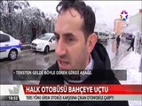 Ters yöne giren Halk otobüsü fabrikanın bahçesine böyle uçtu