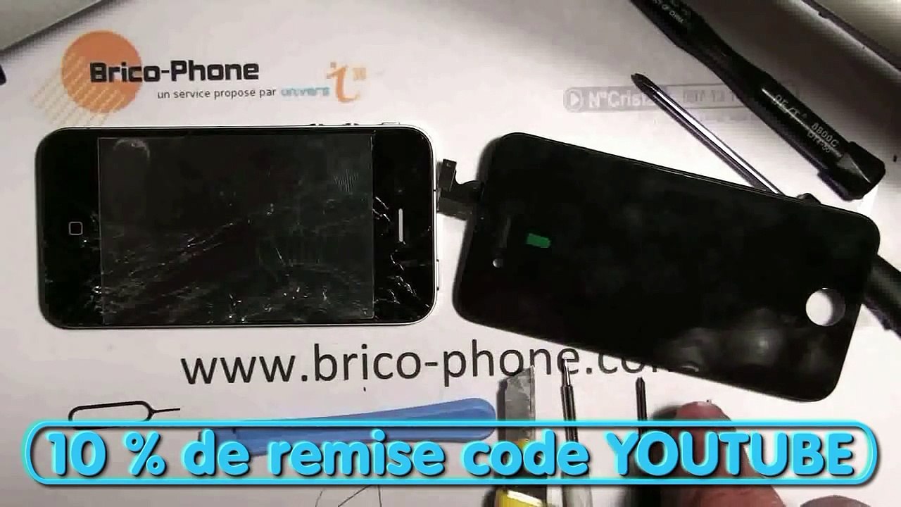 Tutoriel Iphone 4 remplacement vitre et LCD cassé démontage + remontage HD
