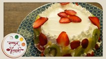 How to make Eggless Mixed Fruit Sponge Cake with Icing - Recipe by Archana in Marathi - Frosting
