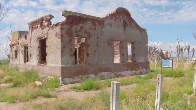 Abandoned Epecuen village in Argentina after massive flood in 1985 filmed with drone