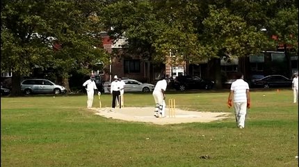 Azharrudin hits his first ball out of the ground for 6 runs