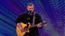 Robbie Kennedy with his acoustic guitar singing Iris Week 3 Auditions Britains Got Talent 2013