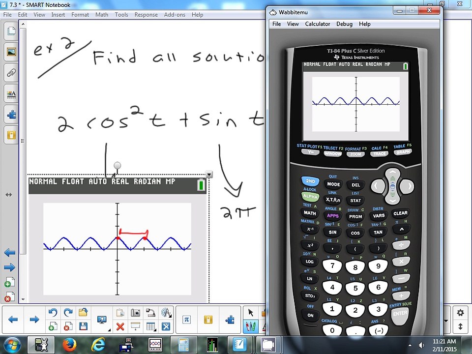 7.3 Solving Trig Equations & Inequalities Graphically 2-11-15