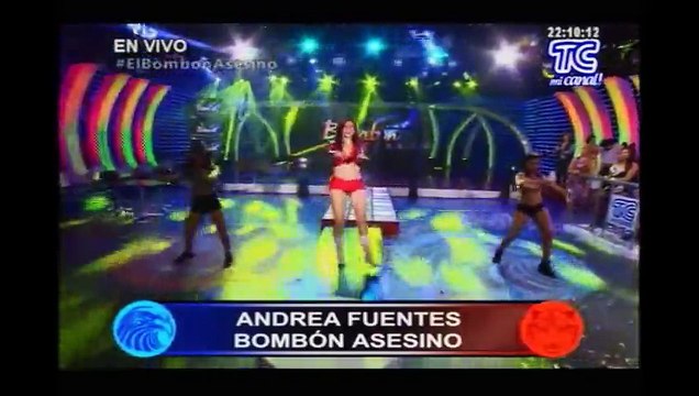 Atrevidos: Andrea Fuentes bailó para ser el Bombón Asesino .