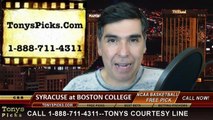 Boston College Eagles vs. Syracuse Orange Free Pick Prediction NCAA College Basketball Odds Preview 2-11-2015