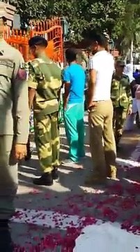 Sahib Guru Granth Sahib Ji's Saroop being carried across Wagah Border to Pakistan