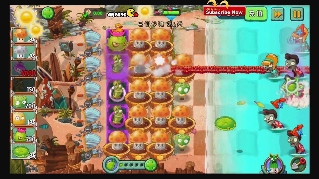 Plants Vs Zombies 2  New Treasure Zombies Big Wave Beach 3 Star Challenge Day 4
