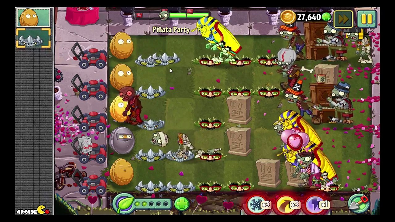 Plants vs Zombies 2  Spike Rock Zombies Valenbrainz Pinata Party 2 11!
