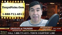Oklahoma City Thunder vs. Memphis Grizzlies Free Pick Prediction NBA Pro Basketball Odds Preview 2-11-2015
