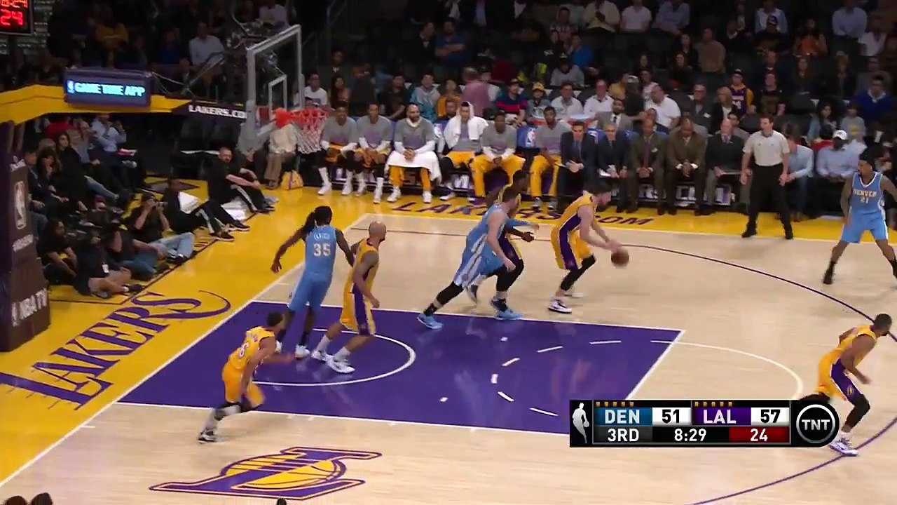 Tarik Black Two-handed Dunk - Nuggets vs Lakers - February 10, 2015 - NBA Season 2014-15