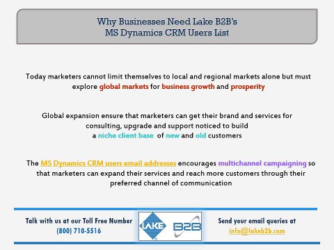 MS Dynamics CRM Users Email List from Lake B2B