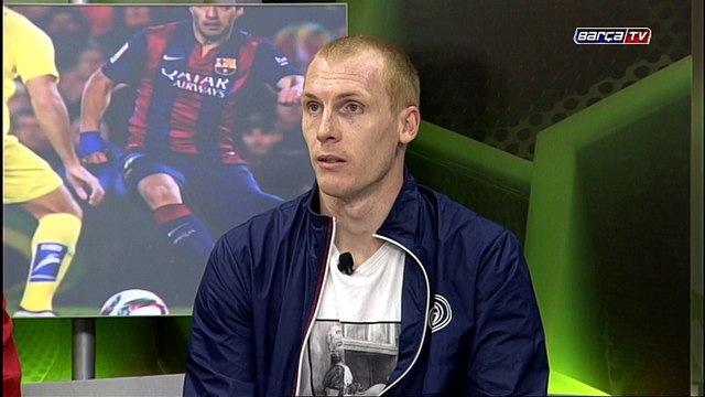 Jérémy Mathieu interviewed after the Villarreal Cup game at Camp Nou