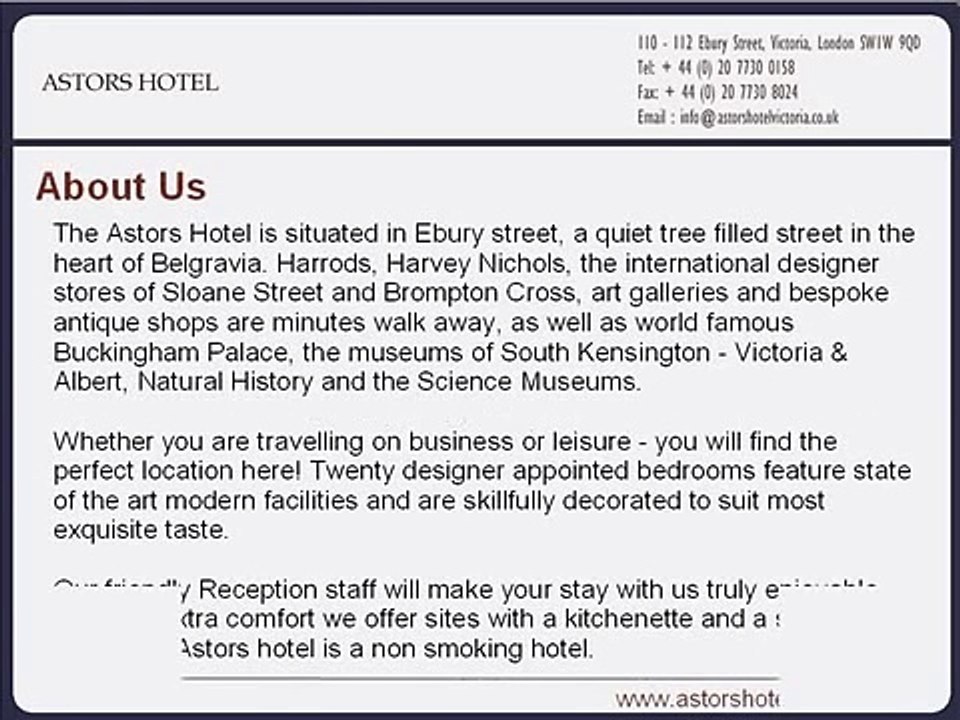 Astors Hotel - London Boutique Hotels, Cheap & Budget Hotels in London Victoria