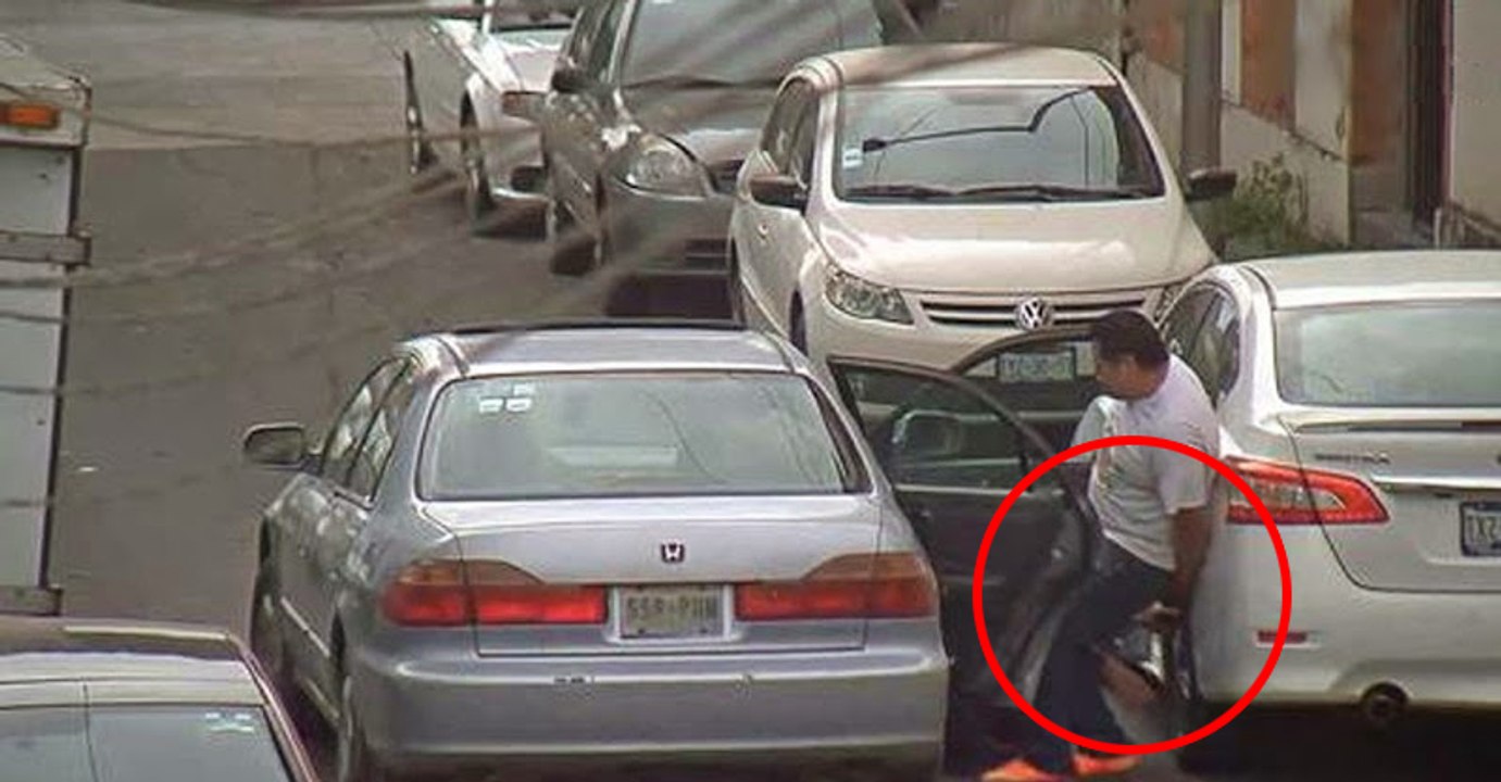 Security Guards Prevent Thieves From Stealing Car Rims