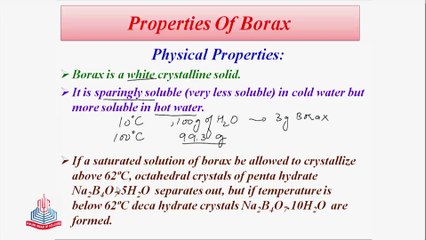 Compounds of Boron & Detailed study of Borax