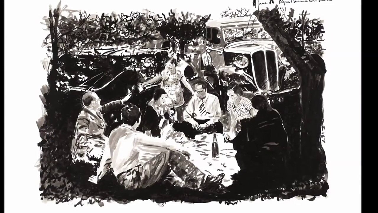 Exposition Le Paris d'antan par Jean-Jacques Marie. D'après l'oeuvre de Robert Doisneau. Encre de Chine