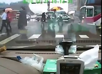 Bus Driver forgets Handbrake during fight