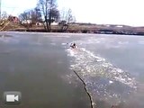 Il saute dans une rivière gelée pour sauver son chien. Héro du jour