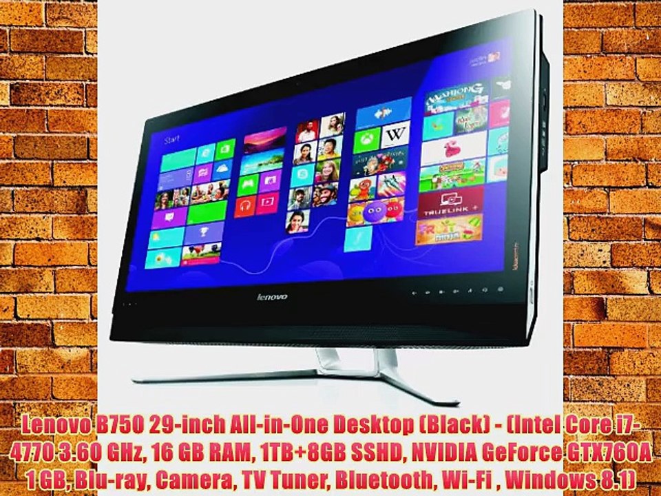 Lenovo B750 29-inch All-in-One Desktop (Black) - (Intel Core i7-4770 3.60 GHz 16 GB RAM 1TB 8GB