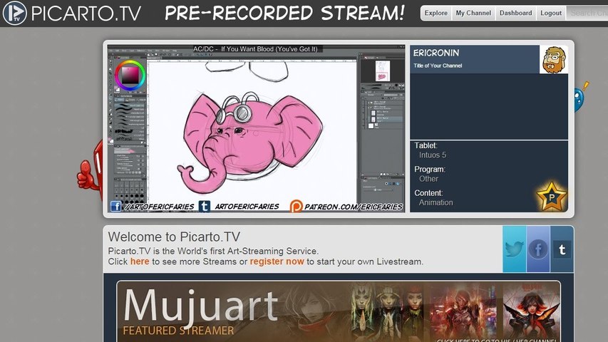 Picarto Stream 2 12 2015 - Pink Elephant Man