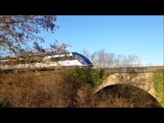 Passage du train sur le viaduc de Dyo