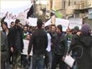 مظاهرة في حلب تضامنا مع أهالي مدينة دوما