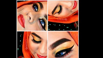 How To - Easy & Quick Gold, Red & Scattered Glitter On Lower Lid