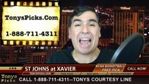 Xavier Musketeers vs. St Johns Red Storm Free Pick Prediction NCAA College Basketball Odds Preview 2-14-2015