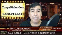 Kansas Jayhawks vs. Baylor Bears Free Pick Prediction NCAA College Basketball Odds Preview 2-14-2015