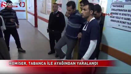 Nusaybin'de bir komiser tabanca ile ayağından yaralandı