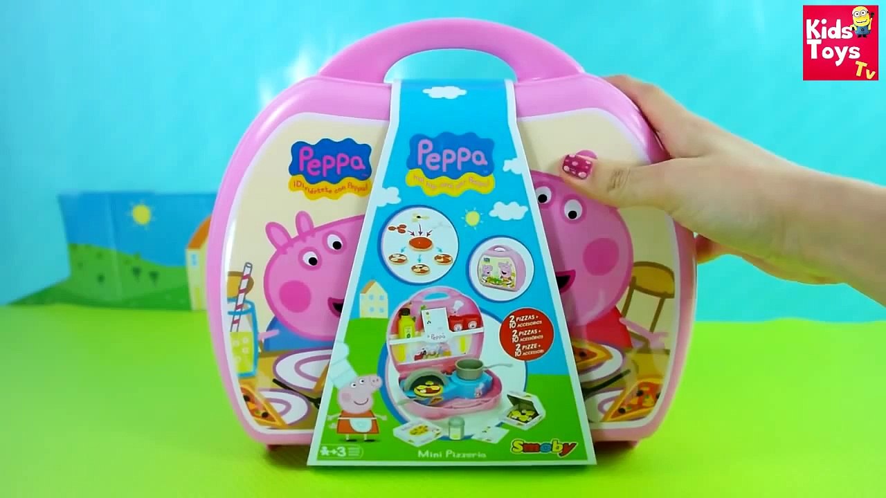 peppa pig carry case pizza shop unboxing toy peppa pig mini pizzeria ...