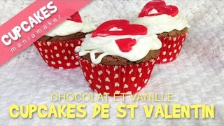 Cupcakes Chocolat et Vanille pour la Saint Valentin