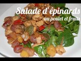 Salade d'épinards au poulet et aux fruits